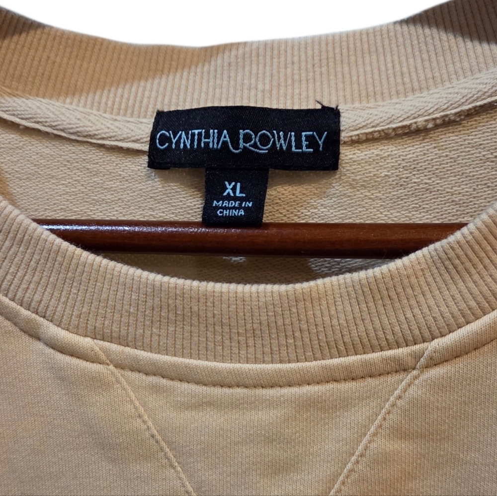 Cynthia Rowley - Beige Crewneck Top Sweater w/ Puff Shoulders - Picture 6 of 7